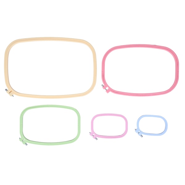 5 st Broderi Hoops Fyrkantig CrossStitch Hoop Färg ABS Plast Ram DIY Verktyg
