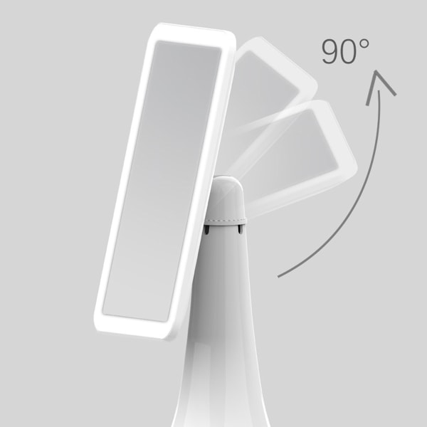 Kosmetisk spegel med belysning, LED uppladdningsbar, 90° vridbar, vridbar kosmetisk spegel