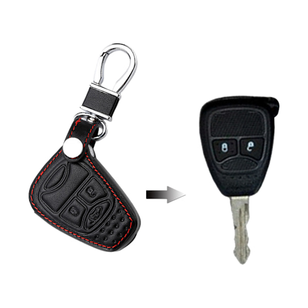 Jeep Rött Rakt Linje Nyckelskydd för Wrangler Compass Freelander Äkta Läder Bilnyckelhållare