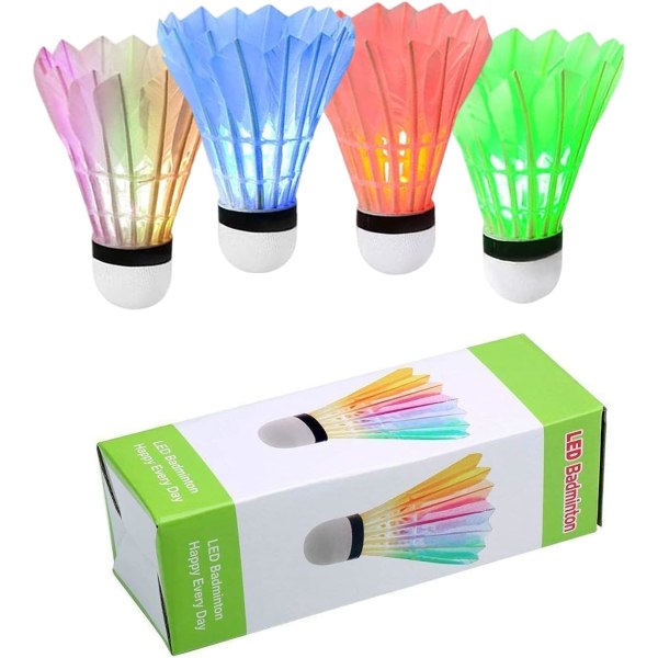 LED-badmintonfjädrar Dark Night Glow Birdies belysning för utomhus- och inomhussportaktiviteter (Feather_4st)