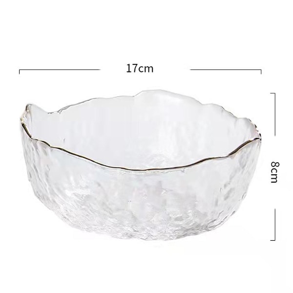 Stilrena serveringsskålar i glas, guldkanter av härdat glas för varm eller kall mat, dekorativ design för ditt matbord, transparenta