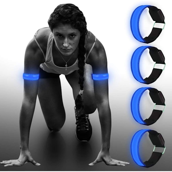 Uppladdningsbart LED Armband Set för Jogging och Löpning, Hög Synlighet Reflekterande Utrustning med Snabb Uppladdning, Universell Passform för Säkerhet i Mörker