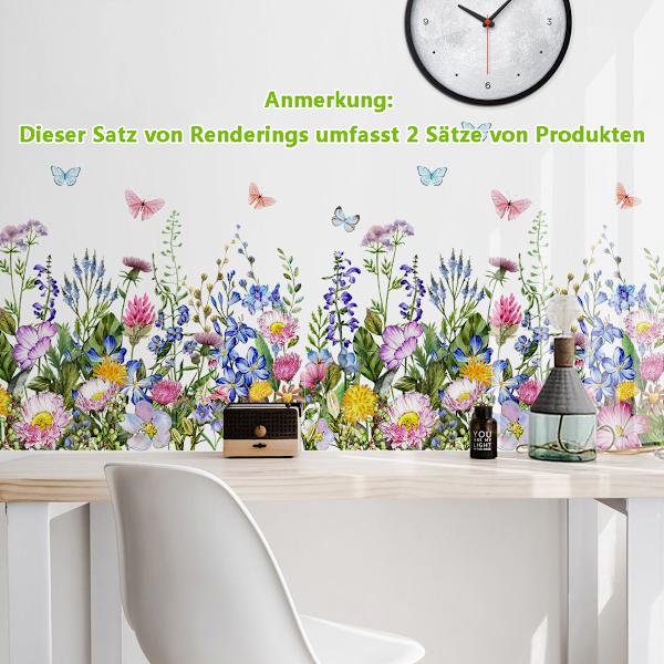 Väggtatuering trädgård blommor väggdekal färgglada blommor fjärilar väggdekal sovrum vardagsrum soffa bakgrund väggdekoration