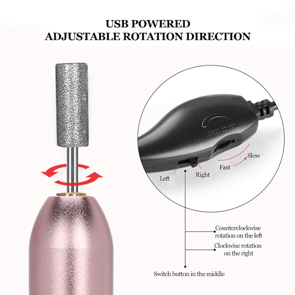 Professionell Nagelfilsmaskin, Elektrisk Nagelborr för Allt-i-Ett Nagelbehov, Portabel Elektrisk Nagelfil med Låg Ljudnivå och Låg Värme Design
