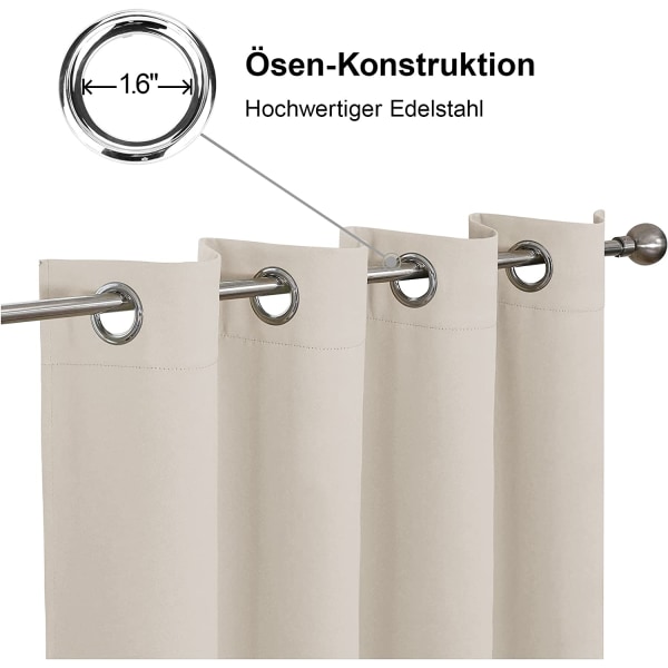 Set med 2 värmeisolerade supermjuka gardiner fönsterbehandling mörkläggningsgardiner för sovrum/vardagsrum/barnrum