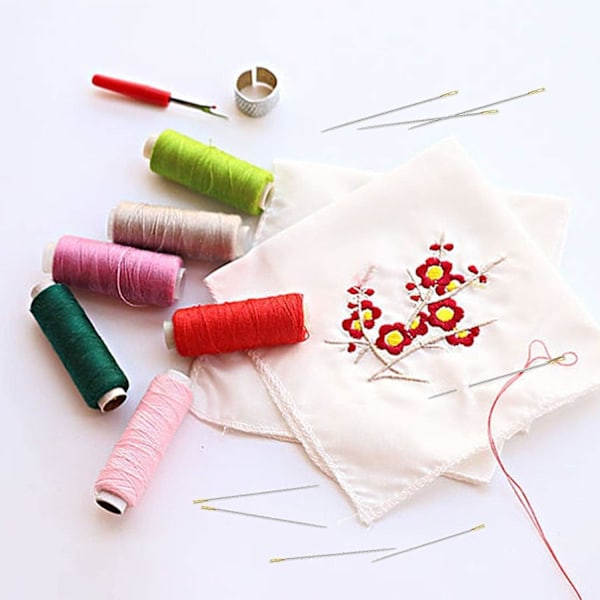 24 st självgängande sy- och broderingsnålar för handsömnad, enkel sidgängning, hög nivå, 3 storlekar för DIY-sömnad och broderilagning