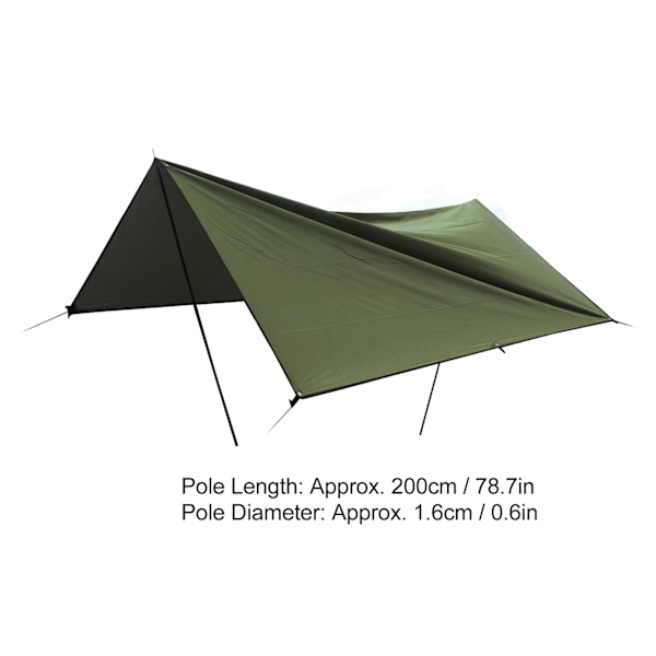 Rektangulär solskyddssegel bärbar regnsäker blekfri 9,8x9,8ft utomhusskugga baldakin för camping grön