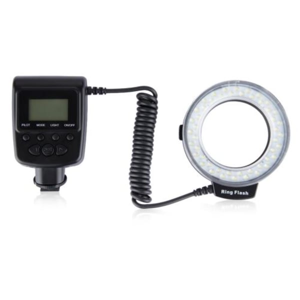 Makroringblixt för Canon/Nikon/Panasonic/Pentax RF-550D och 4 diffusorringar