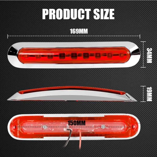 4x RØD 9 LED Sidemarkeringslys til Bil Trailer Lastbil 12V