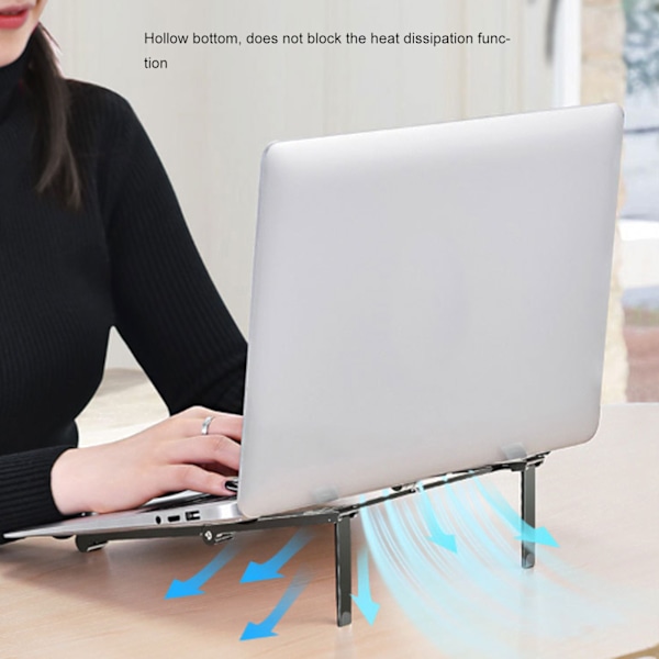 Fällbar Laptop Stativ Multi Höjd Justering Anti Slip Ergonomisk Laptop Stativ för Mobiltelefon Tablet Laptop Grå