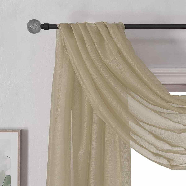 1 st transparent slöja heminredning helt fållad sjal volang topp (52\" X 216\")
