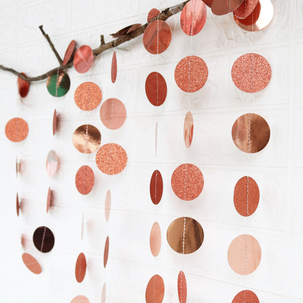 4 stycken Pappersgirland Rose Gold Twinkle Circle Banner, Party Dots Circle Girlander Bakgrundsdekorationer för födelsedag Julbröllop Mubarak Eid