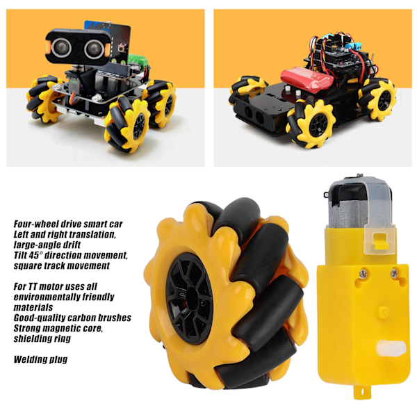 Mecanumhjul för TT Växlad Motor Smart Robotbil Delar Tillbehör DIY Leksaksdelar 48mm