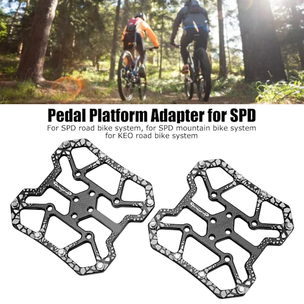 1 par cykelklosslösa pedalomvandlare självlåsande skivpedaler plattformsadapter för SPD-cykelsystemsvart