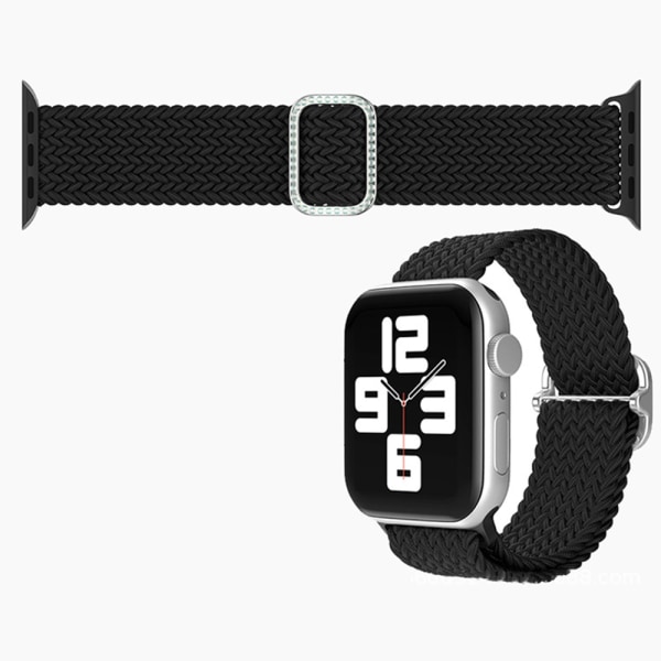 Flätat armband kompatibelt med Apple Watch 38mm 40mm 41mm 42mm 44mm 45mm 49mm, elastiskt nylonarmband, 2-pack