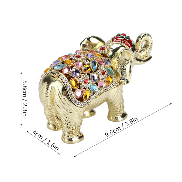 Elefant smyckeskrin Rhinestone Bejeweled Djur Figur Smycken Prydnadssak Behållare Låda för Kvinnor Flickor
