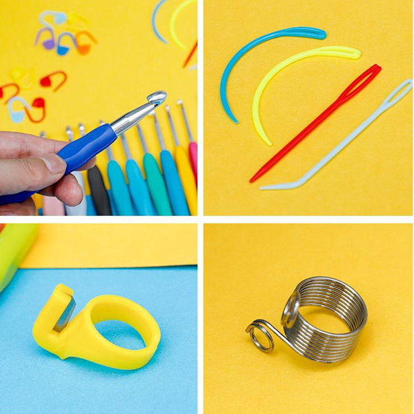 Virka nål set 36 delar virka stickning nålar kit med bärbar väska