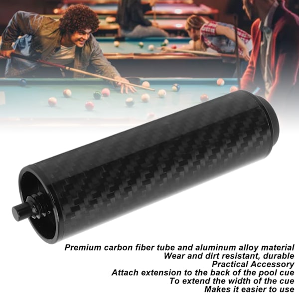 Pool Cue Extension Carbon Fiber Tube Professional Billiard Cue Extender med Bumper Svart 4 Tum