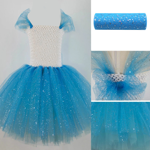 Glitter Tyll Tyg Rullar 6 Tum 10 Yards  Glittrande Band Paljetter Polka Dots Nät Spole för DIY Tutu Kjolar Bröllop Baby Shower Båge Påskfest