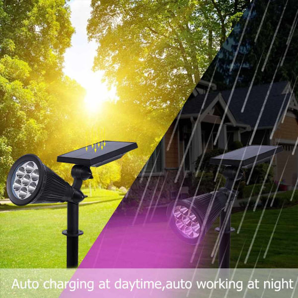 LED Solcellslampor för trädgård, strålkastare, automatisk färgväxling, 7 färger, solcellslampor utomhus för trädgård, uteplats, gräsmatta, belysning, vattentät, 1 st