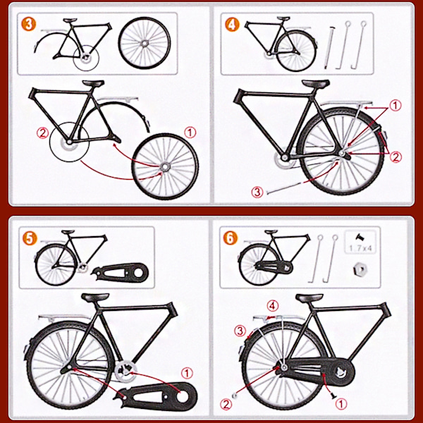 Simulering 1:8 Monterbar 28-ekrad cykelmodell i legering, klassisk retro roterande barnleksaksornament