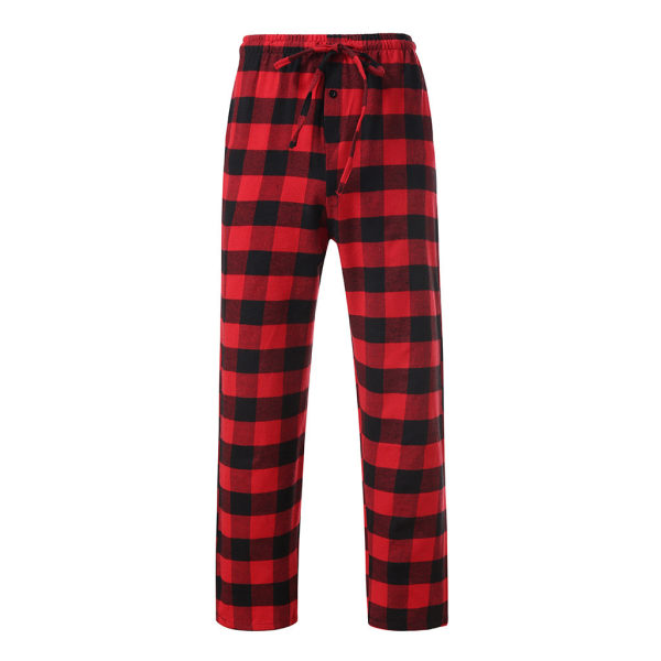 Bekväm pyjamas/loungeunderdel för män i 100 % bomull, flanell med fickor