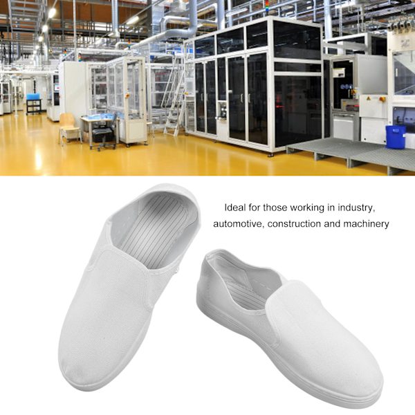Statiska Säkerhetsskor PVC Canvas Säkra Bekväma för Elektronikfabrik Dammfri Verkstad Vit 43