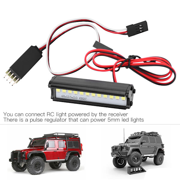 RC-biltakslampa LED-ljusramp med 3-kanals kontrollbrytare för 1/10 RC-crawler