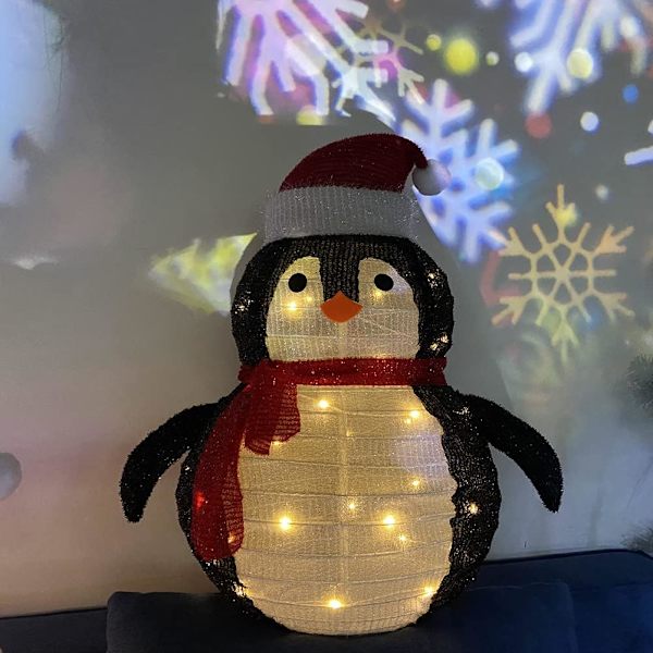 Jul LED, Jultomte Utomhus, Upplyst Jul LED Snögubbe, Fällbar och Infällbar, IPX65 Vattentät, Trädgårdsdekoration 56x36 cm (Varm