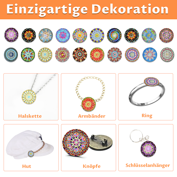 Muggle Stones Glasstenar med blandade färger, 100 stycken färgglada kupolglas Cabochons, 12 mm printed glasstenar, dekoration för gör-det-själv smycken, hantverk