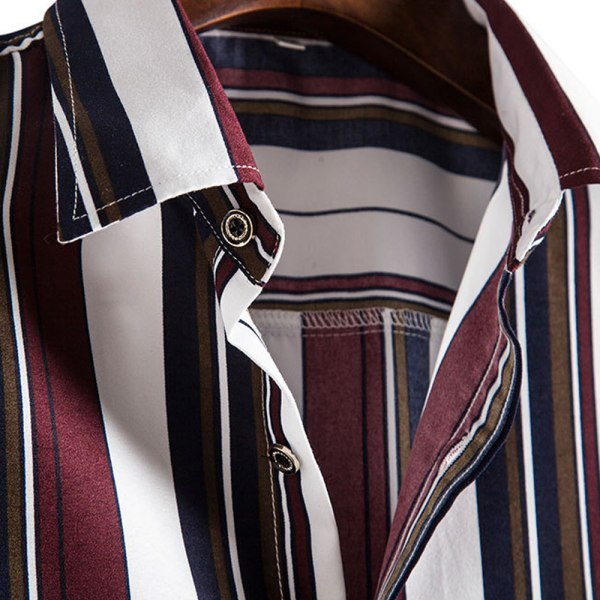 Floerns Randiga skjortor för män Casual Kortärmad Button Down