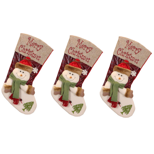 Julstrumpor Juldekoration 18\" 3D Plysch Tomte Snögubbe Strumpor