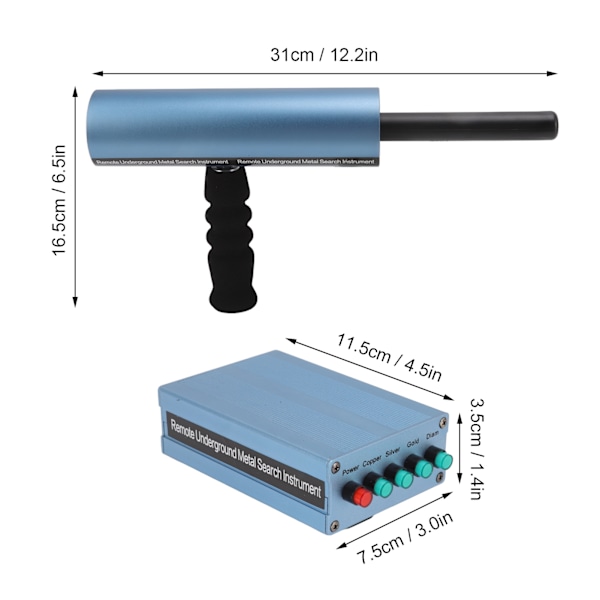 14m Djup AKS Metalldetektor 800m Räckvidd Aluminium Metall Finder Scanner Utrustning 100‑240V AU Plugg Blå