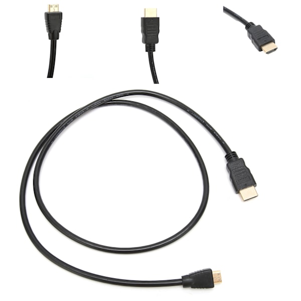 High Definition Multimedia Interface-kabel, 1 m (OD:5.0), PVC-beläggning säkerställer hållbarhet och flexibilitet, stöder Mini HDMI till HDMI för livfulla färger
