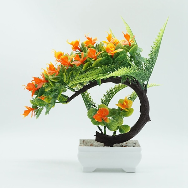 Konstgjord krukväxt Dekor Simulation Bonsai Blomkruka för Hemmakontor (Ros Röd)