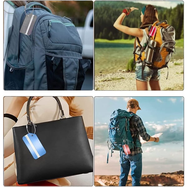 6 st bagageetiketter i aluminiummetall med visitkortshållare för resväskor och bagage