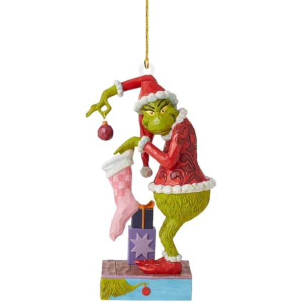 Grinch Grinch julgranshänge, Grinch juldekorationer, julhänge dekoration, roliga gröna hartshängen för hemmet, semesterfester