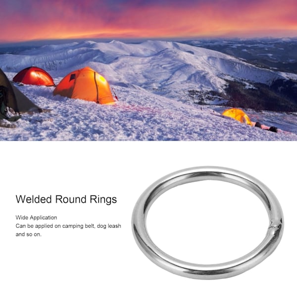 10 st Svetsade Runda Ringar Rostfritt Stål Multifunktionella för Camping Bälte Riggning 4x40mm