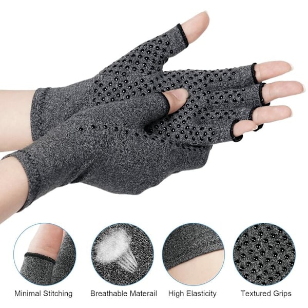 Fingerlösa Kompressionshandskar, Stöd för Handartrit, Silikonprickad Design för Grepp, Andningsbart Material, Reumatoid Lindring, Fukt