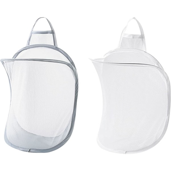 Pop-up hängande tvättkorg liten nät tvättkorg 2-pack hopfällbar korg hopfällbar väggmonterad förvaringsväska, skolmaterial grå &