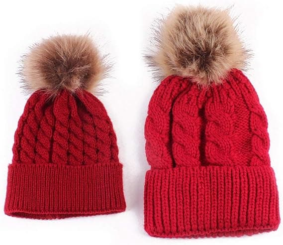 2-pack mössa mamma-bebis matchande mössa vintervärmare