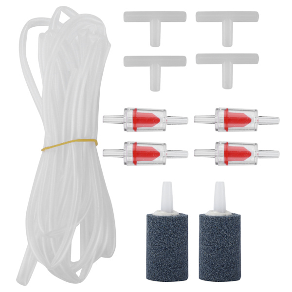 Akvarie Luftpump Tillbehör Luftpump Kopplingar Kit med Backventiler Luftstenar Vattenrör