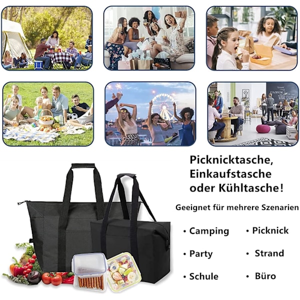 Hopfällbar kylväska, shoppingväska, picknickväska, kylväska