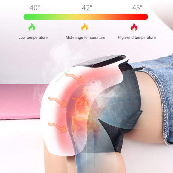 Sladdlös knämassagerare med smart vibrationsterapi, bärbar värmedyna för lugnande massageupplevelse