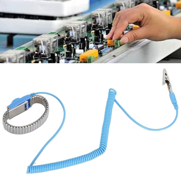 Justerbar ESD Jordningsrem, Återanvändbar Antistatisk Armbandsrem För Elektronik, Rostfri Stålkomponent Säkerställer Stark Klämkraft Och Bra
