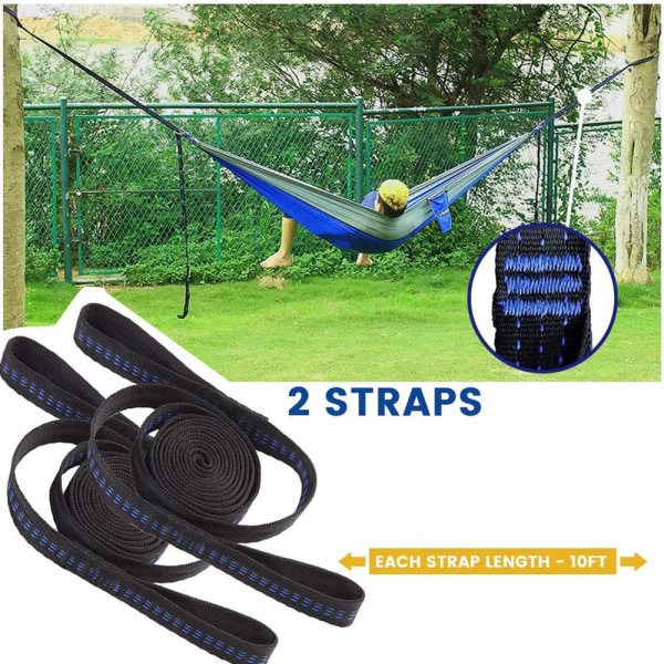 1 par hängmattsfästen hängande remmar träremmar med 14 öglor 280cm * 2.5cm Max 500kg för camping vandring picknick utomhusresor