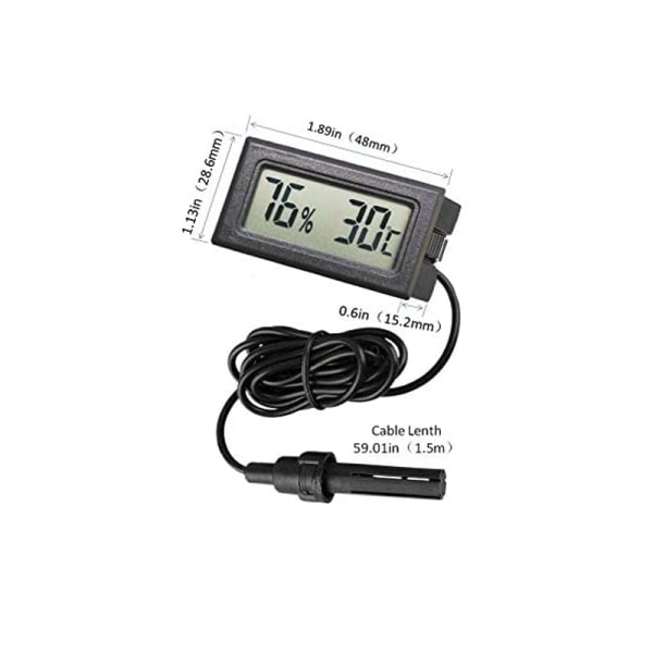 3x Mini LCD digital termometer Hygrometer Temperatur Fuktighetsmätare med extern sensor för kyl och frys akvarium