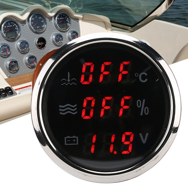 52mm/2 tum 3‑i‑1 Mätare Vattentemperatur Spänning Vätskenivå Display Europeisk Standard 0‑190ohm Svart Urtavla