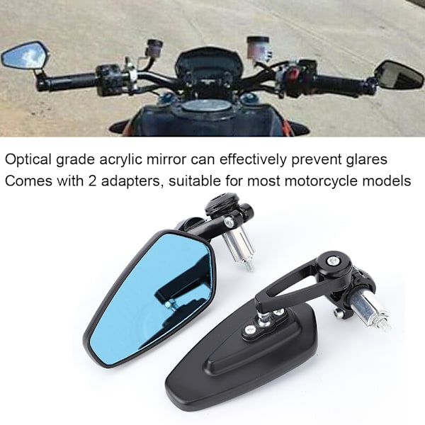 2 st 7/8 tum Styrändespegel Bakåtvänd Antibländande 180 Grader Justerbar Universal för Motorcykel