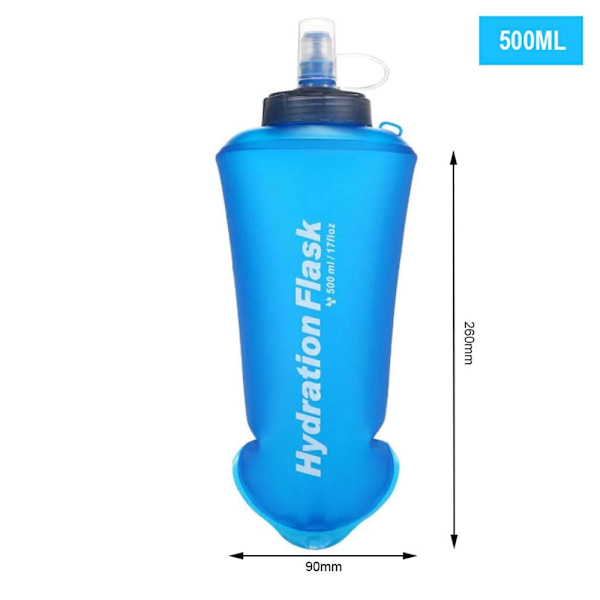 2-pack mjuka vattenflaskor, hopfällbara vattenflaskor för löpning, vandring, cykling, klättring 500 ml